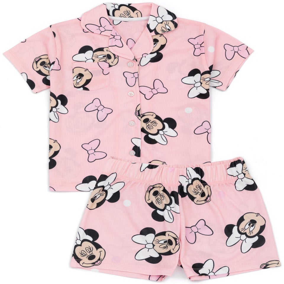 Disney Minnie Mouse Kids Shortie Pink Pyjamas (18 Months-8 Years)