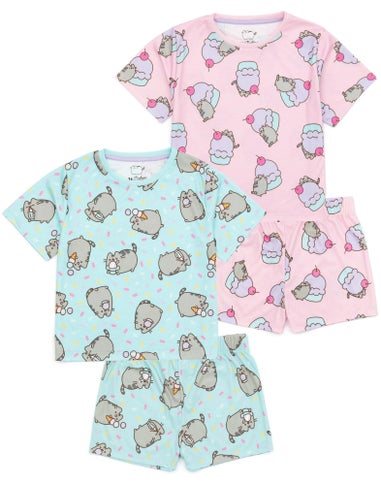 Vanilla Underground Pusheen Kids Shortie Multi Coloured Pyjamas 2 Pack (2-14 Years)