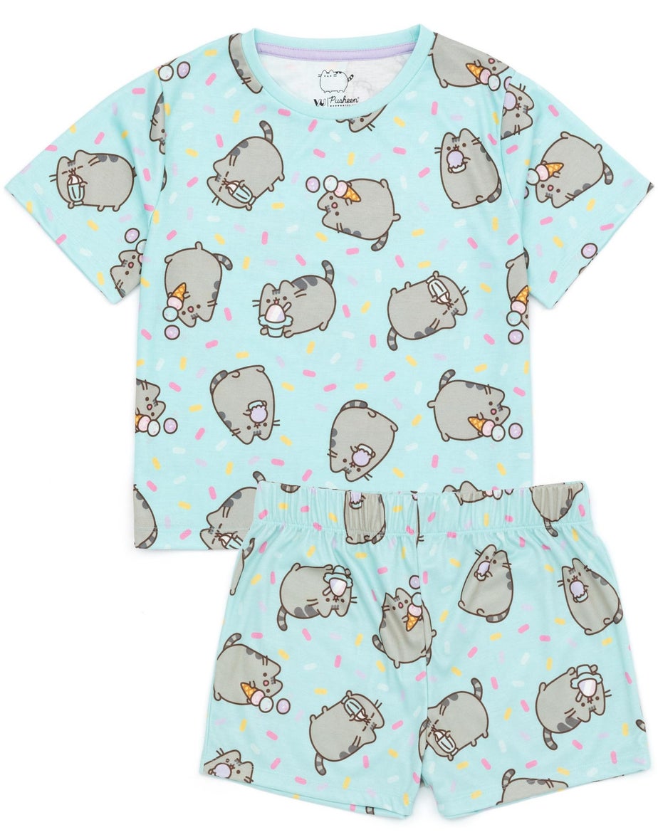 Vanilla Underground Pusheen Kids Shortie Multi Coloured Pyjamas 2 Pack (2-14 Years)