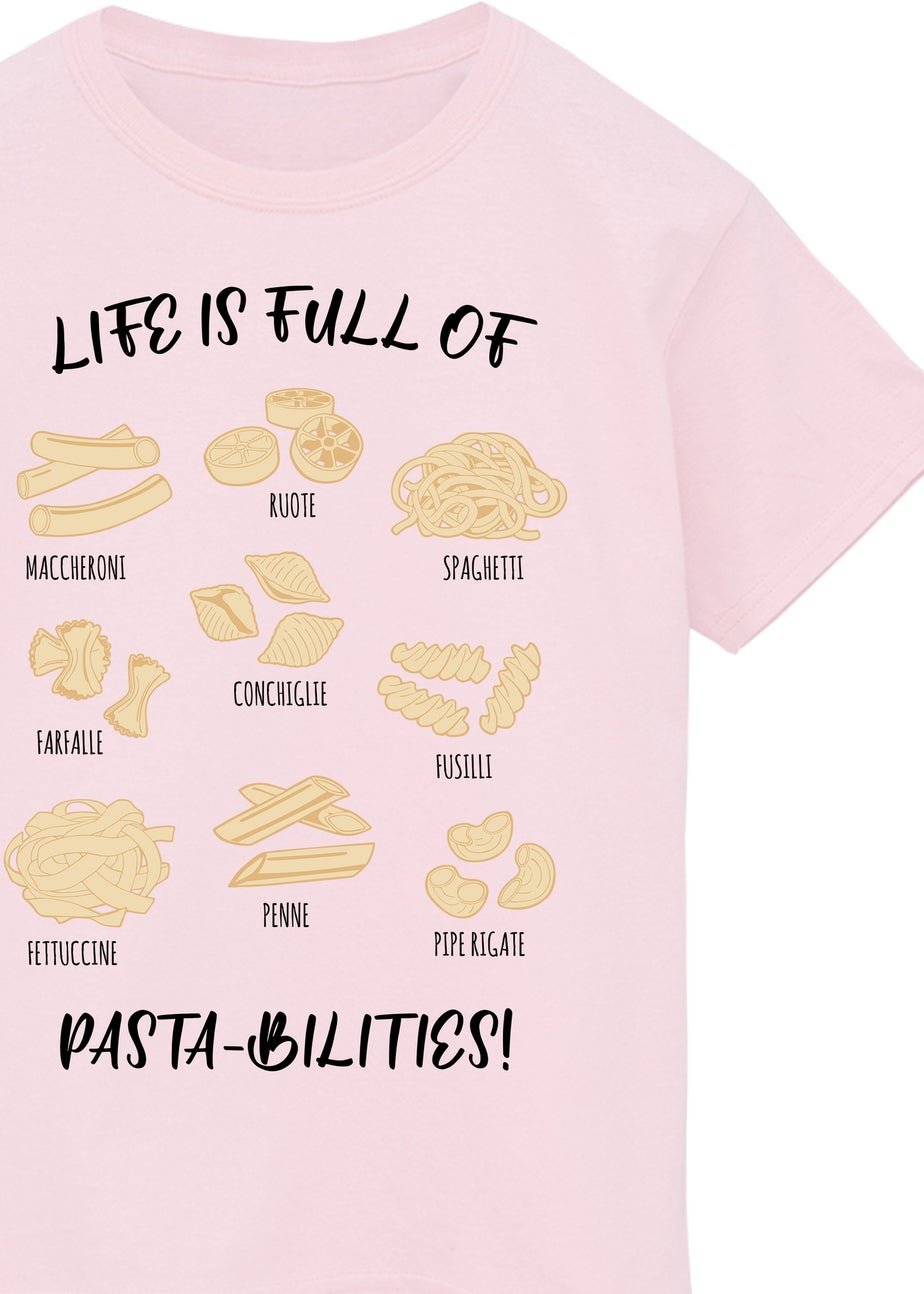 Brands In Life Is Full Of Pasta-bilities Kids Pink Graphic T-Shirt (3-13 Years)