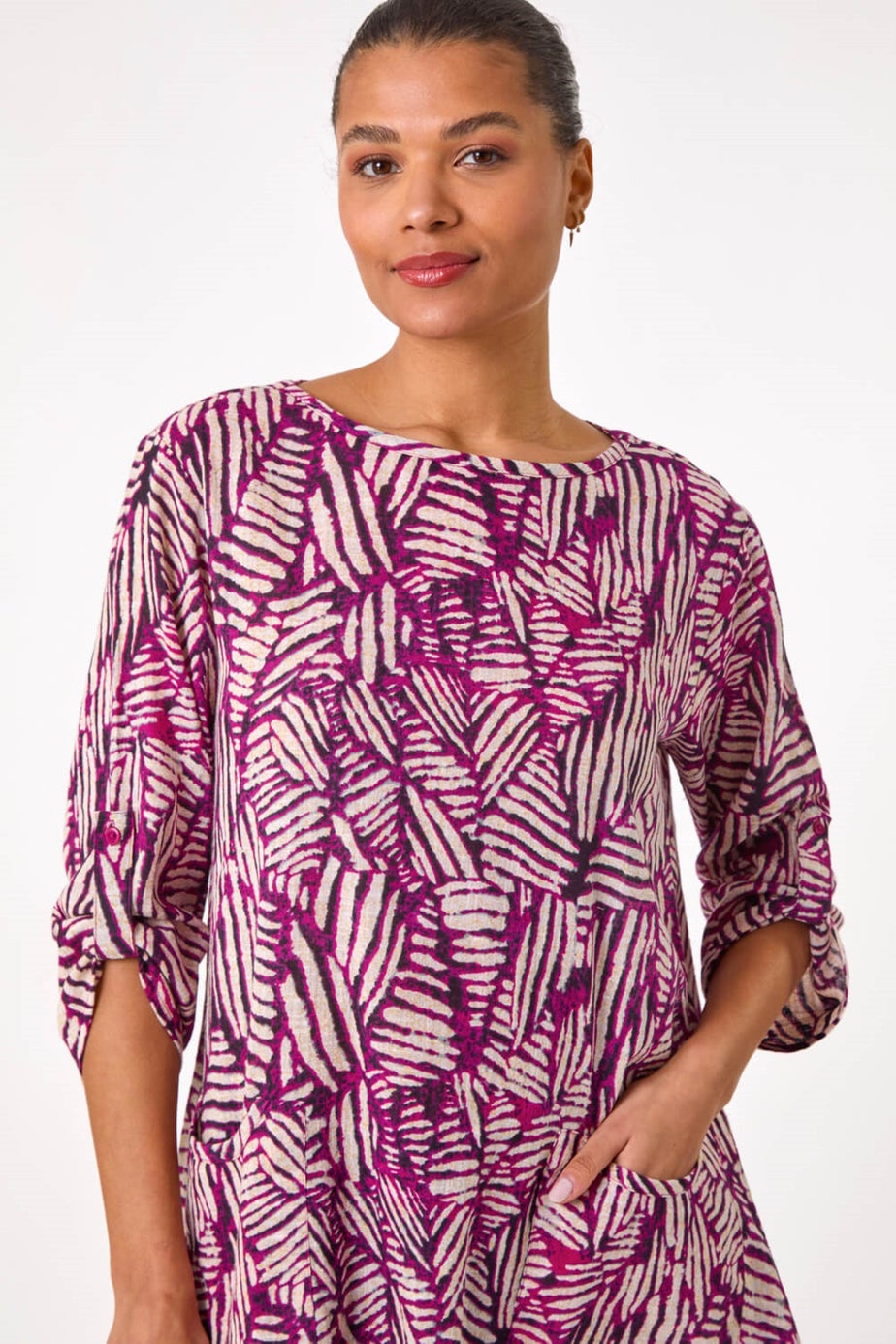 Roman Plum Longline Print Tunic Top
