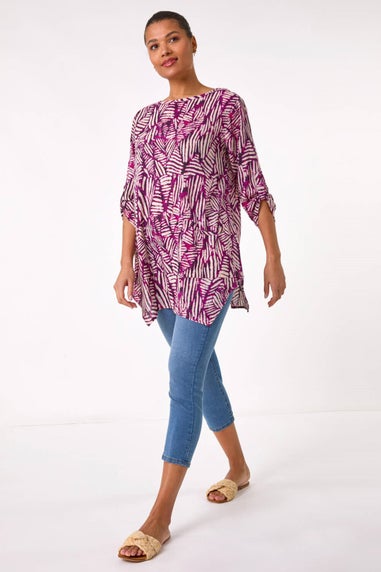 Roman Plum Longline Print Tunic Top