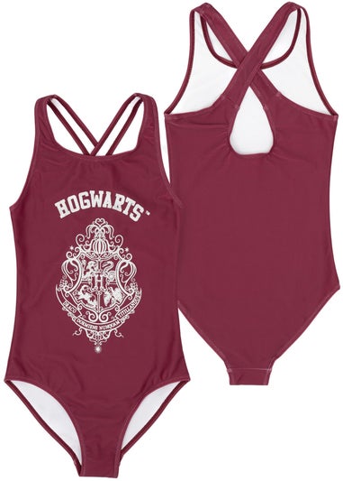 Harry Potter Hogwarts Kids Burgundy 1 Piece Swimsuit (5-14 Years)