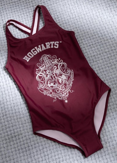 Harry Potter Hogwarts Kids Burgundy 1 Piece Swimsuit (5-14 Years)