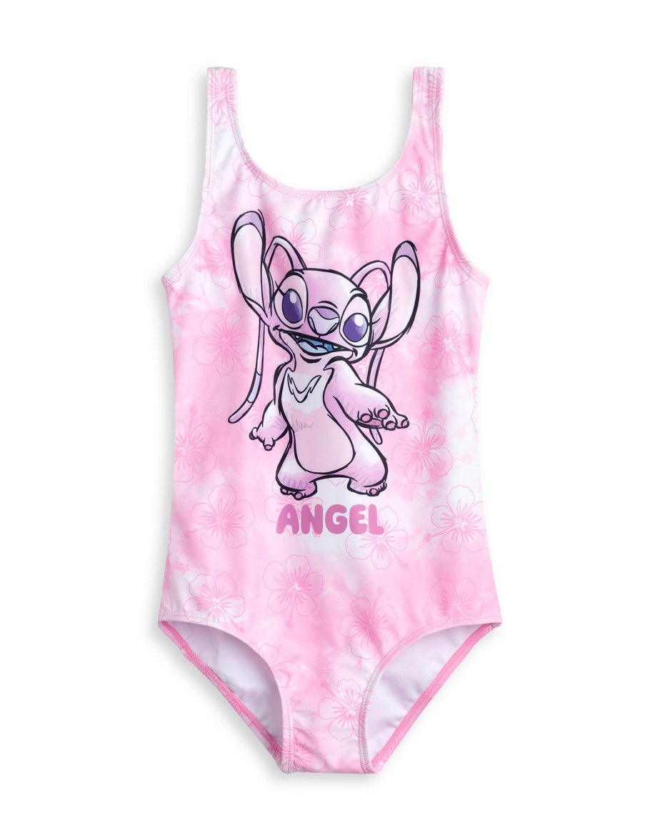 Vanilla Underground Disney Stitch Angel Kids Pink 1 Piece Swimsuit (5-14 Years)