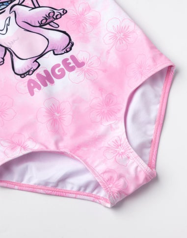 Vanilla Underground Disney Stitch Angel Kids Pink 1 Piece Swimsuit (5-14 Years)