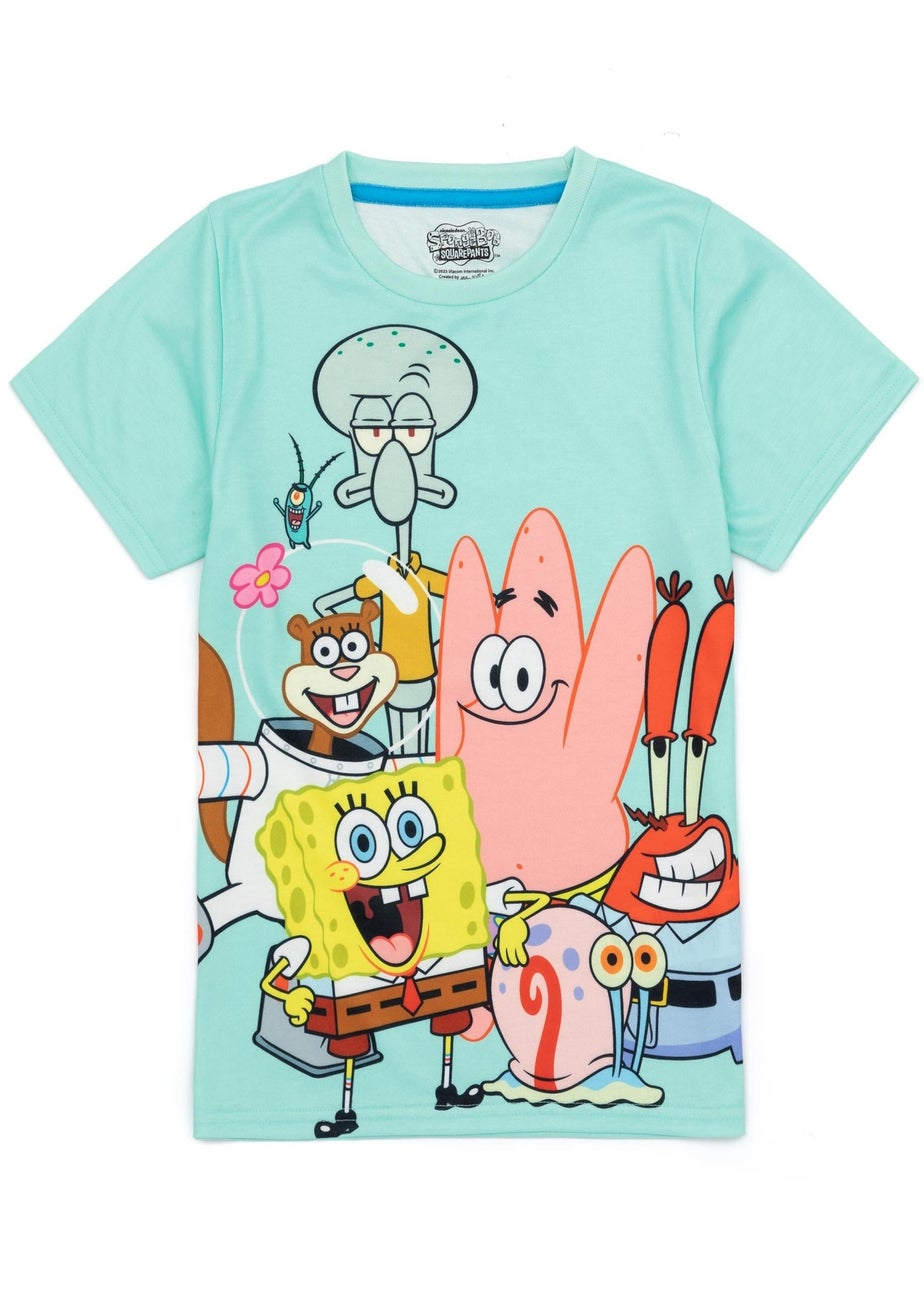 SpongeBob Characters Kids Multi Coloured Blue Shortie Pyjamas (3-14 Years)