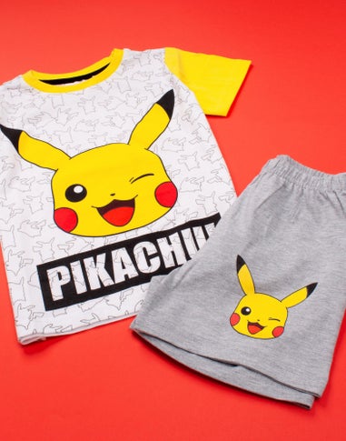 Pokemon Kids White Pikachu Shortie Pyjamas (3-12 Years)