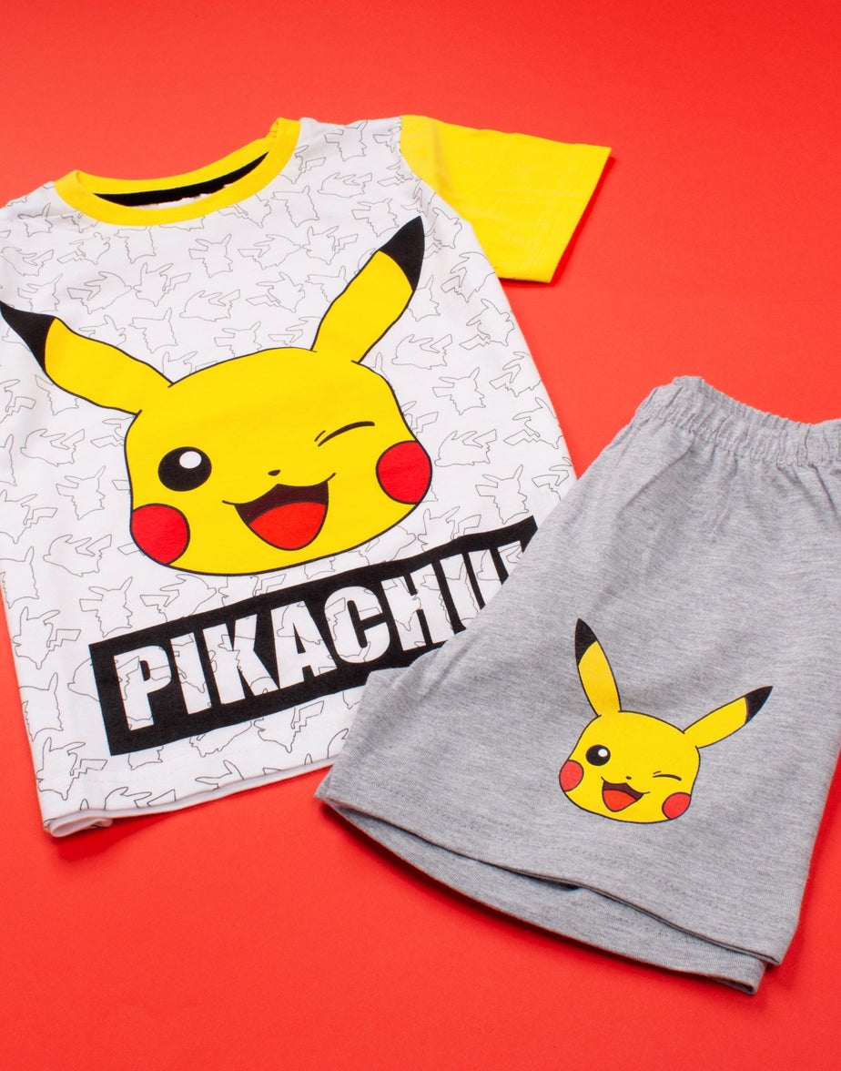 Pokemon Kids White Pikachu Shortie Pyjamas (3-12 Years)