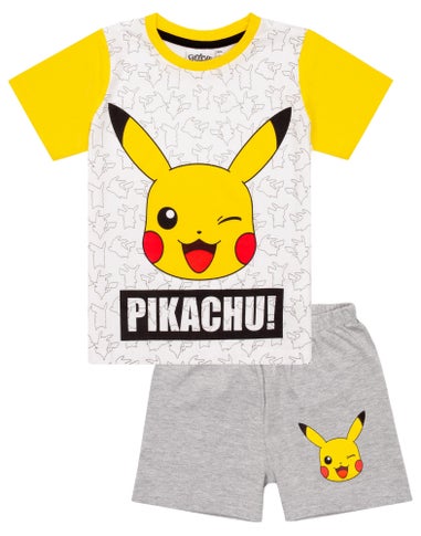 Pokemon Kids White Pikachu Shortie Pyjamas (3-12 Years)