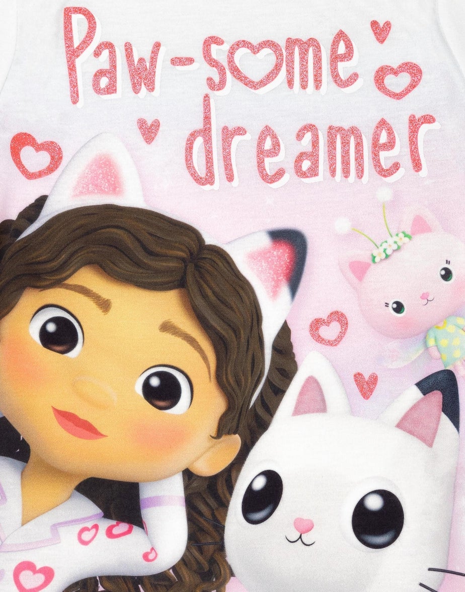 Gabbys Dollhouse Kids White Shortie Pyjamas (2-6 Years)