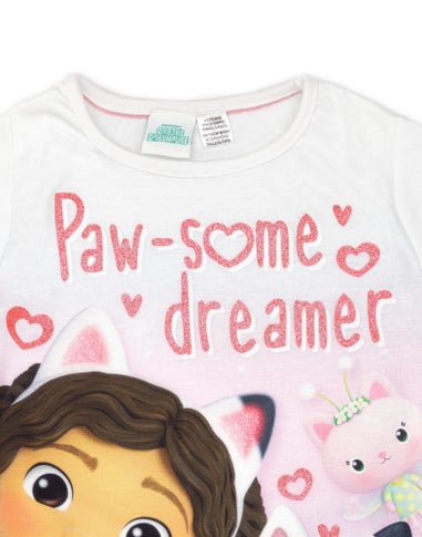 Gabbys Dollhouse Kids White Shortie Pyjamas (2-6 Years)