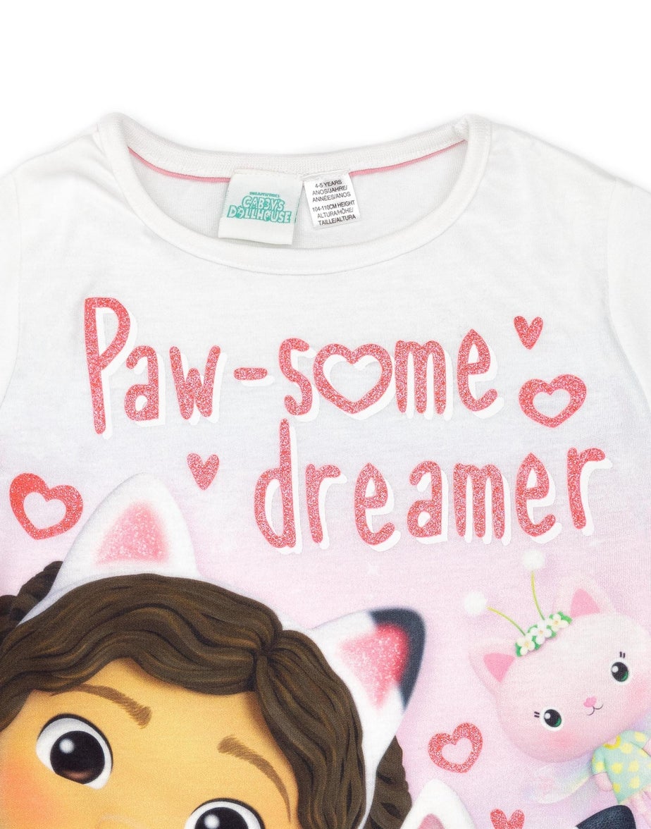 Gabbys Dollhouse Kids White Shortie Pyjamas (2-6 Years)