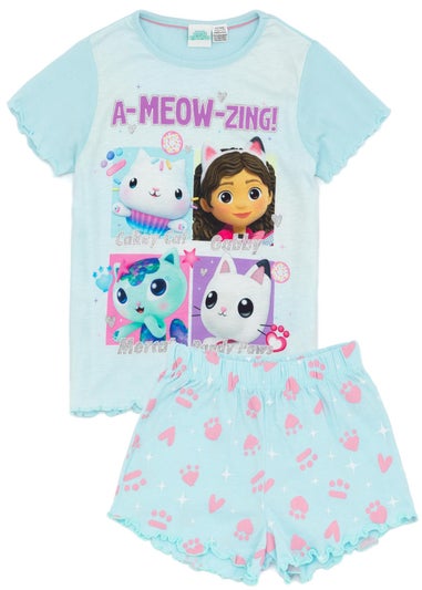 Gabbys Dollhouse Kids Blue Shortie Pyjamas (2-6 Years)