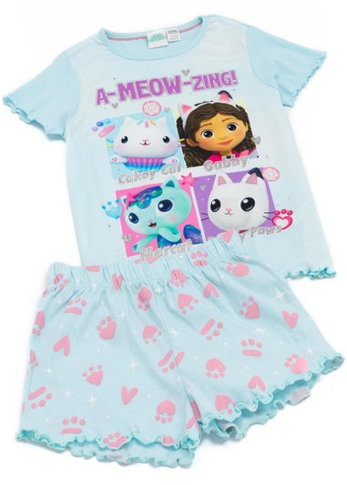 Gabbys Dollhouse Kids Blue Shortie Pyjamas (2-6 Years)
