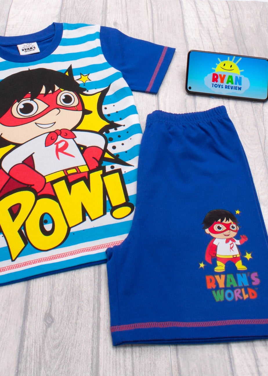 Ryan's World White Striped Kids Shortie Pyjamas (2-8 Years)