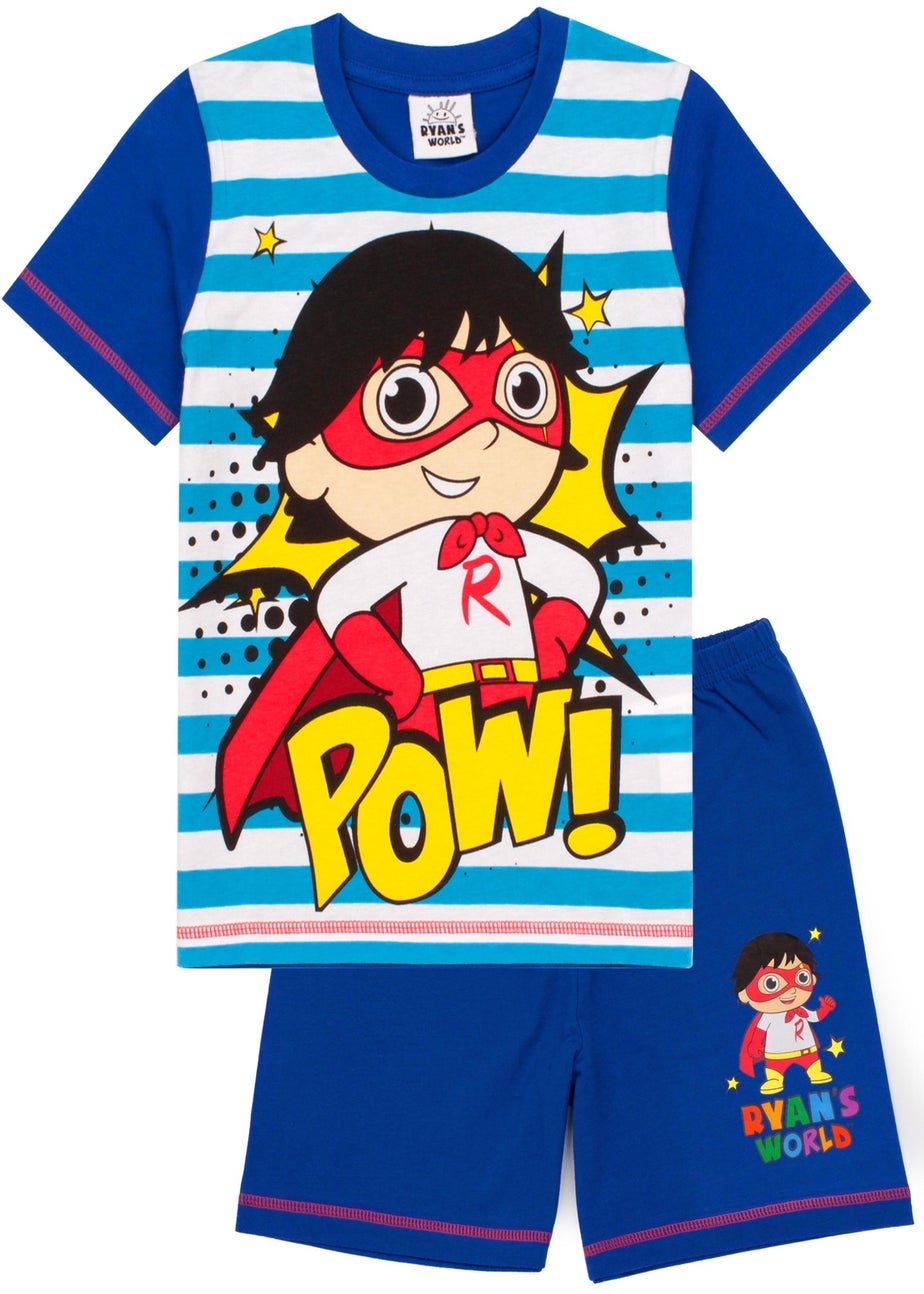 Ryan's World White Striped Kids Shortie Pyjamas (2-8 Years)