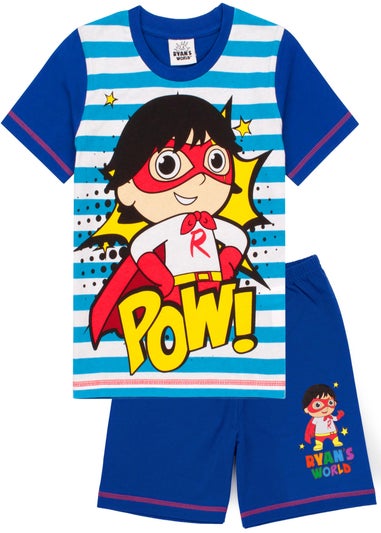 Ryan's World White Striped Kids Shortie Pyjamas (2-8 Years)