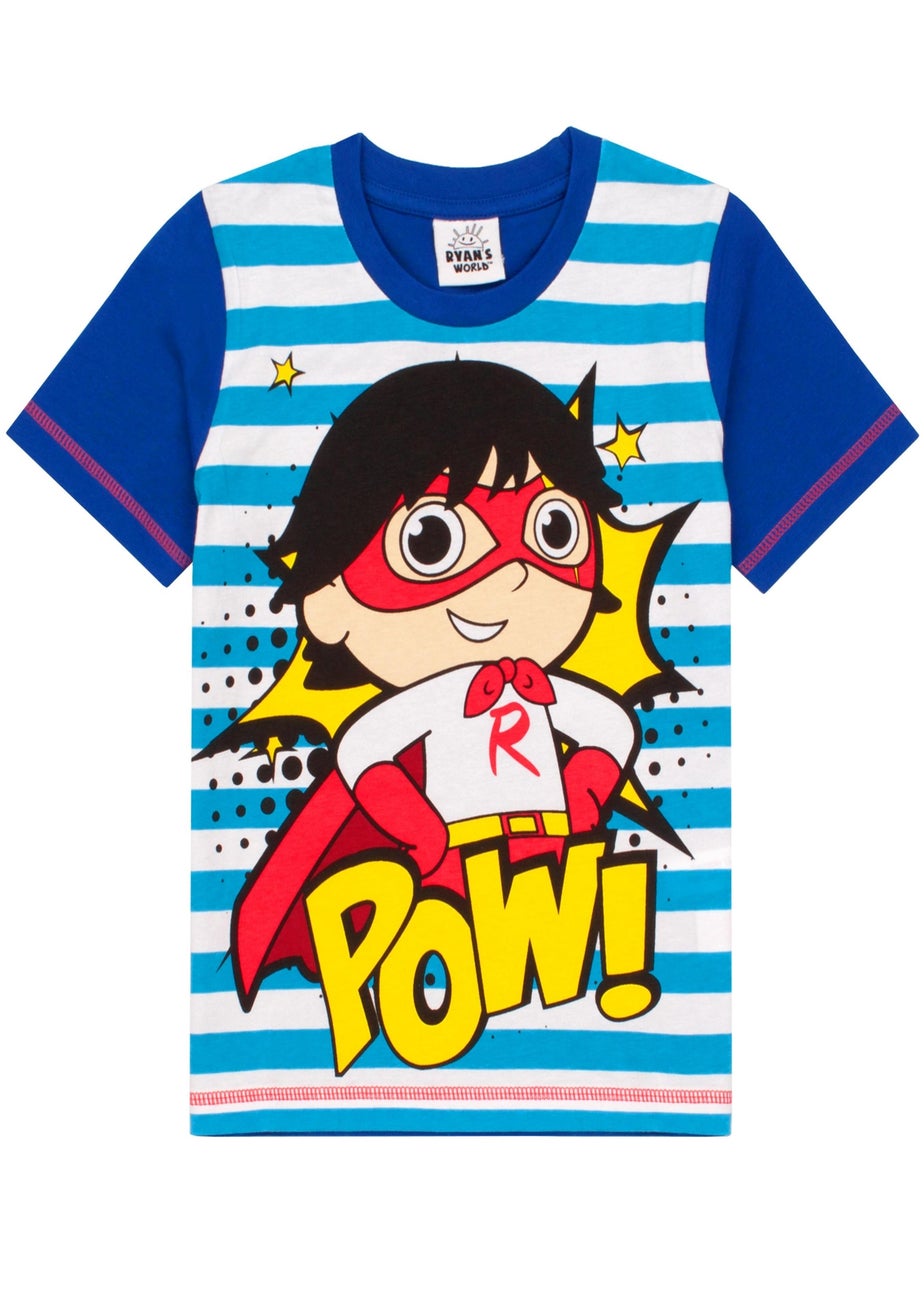 Ryan's World White Striped Kids Shortie Pyjamas (2-8 Years)