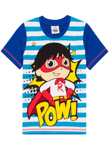 Ryan's World White Striped Kids Shortie Pyjamas (2-8 Years)