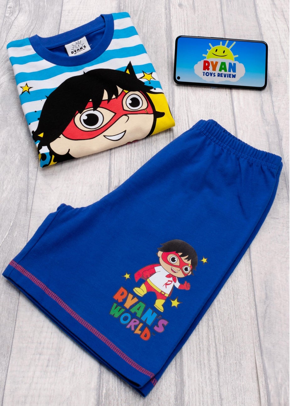 Ryan's World White Striped Kids Shortie Pyjamas (2-8 Years)