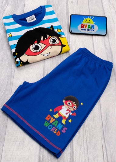 Ryan's World White Striped Kids Shortie Pyjamas (2-8 Years)