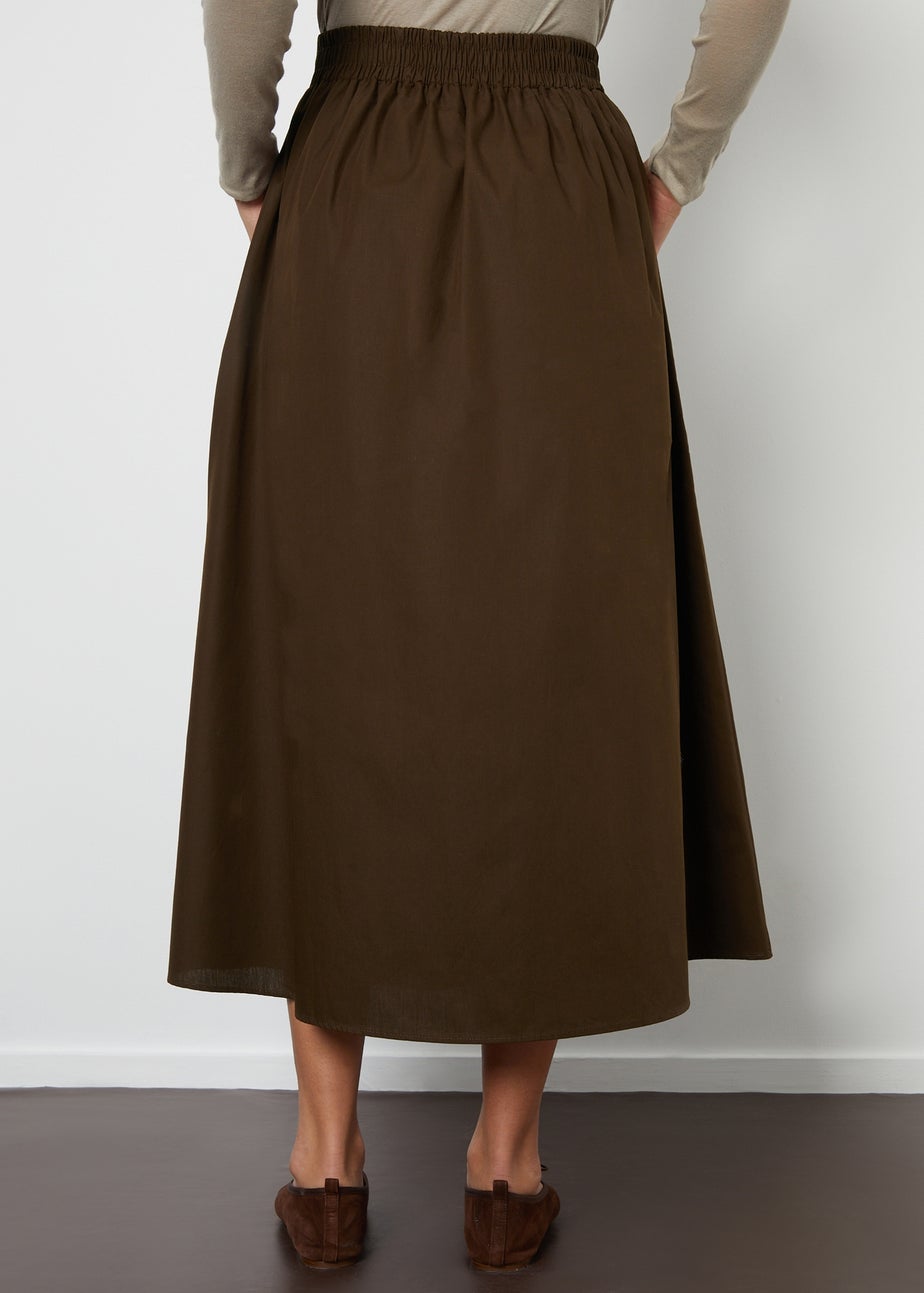 Threadbare Chocolate Cotton Maxi Skirt With Pockets