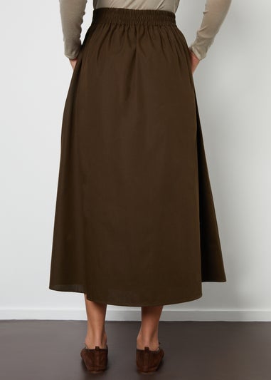 Threadbare Chocolate Cotton Maxi Skirt With Pockets