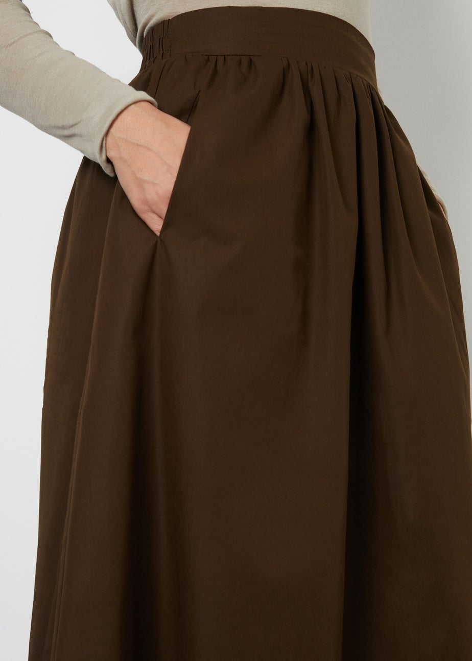 Threadbare Chocolate Cotton Maxi Skirt With Pockets