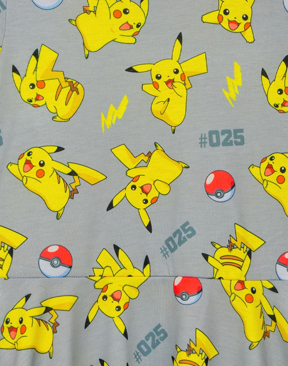 Pokemon Pikachu Grey Kids Short Sleeved Skater Dress (5-14 Years)