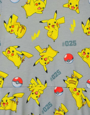 Pokemon Pikachu Grey Kids Short Sleeved Skater Dress (5-14 Years)