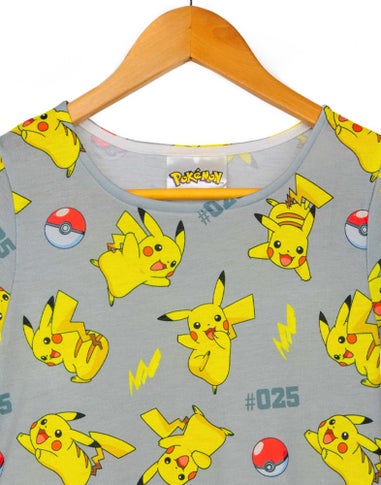 Pokemon Pikachu Grey Kids Short Sleeved Skater Dress (5-14 Years)