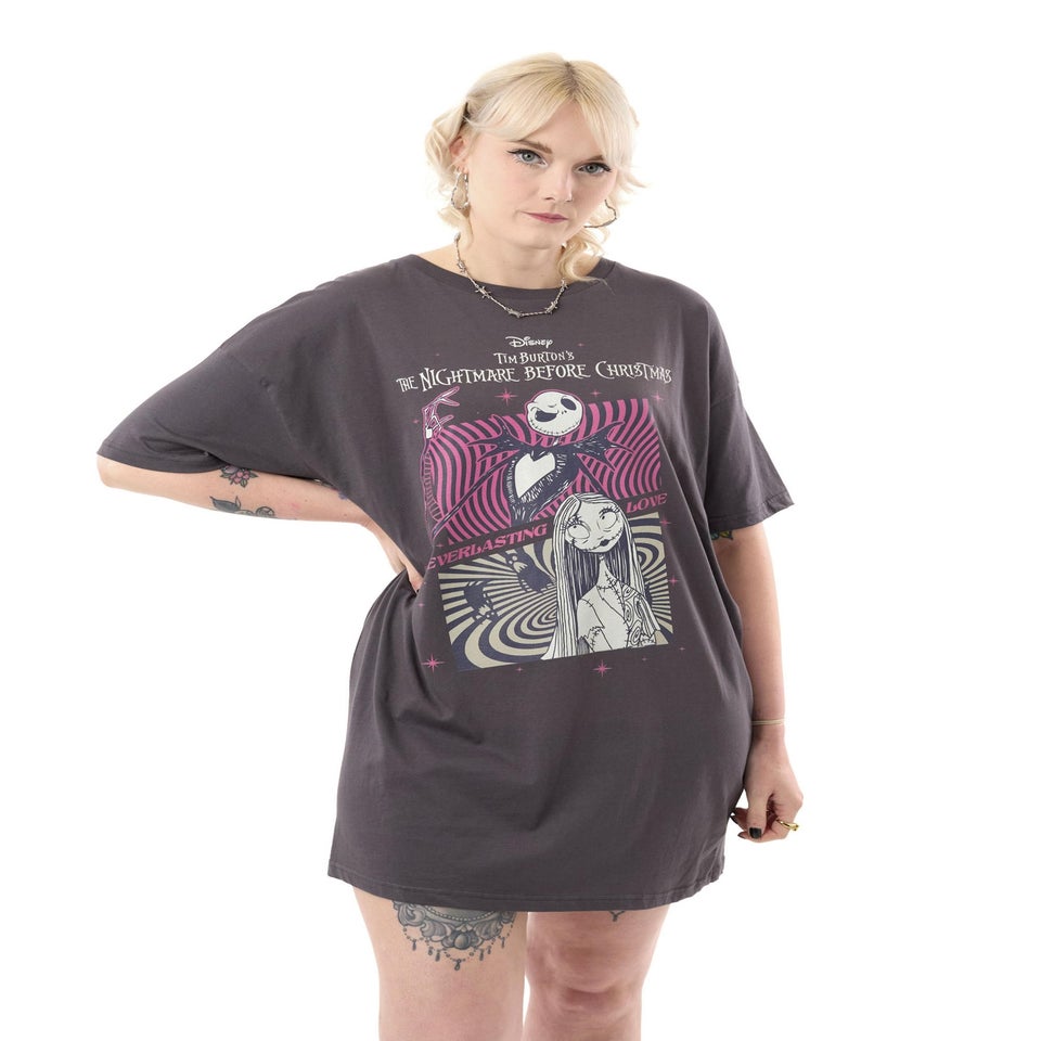 Disney The Nightmare Before Christmas Grey Everlasting Love T-Shirt Dress