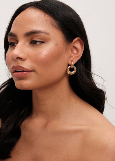 Mood Gold Large Oval Doorknocker Drop Earrings