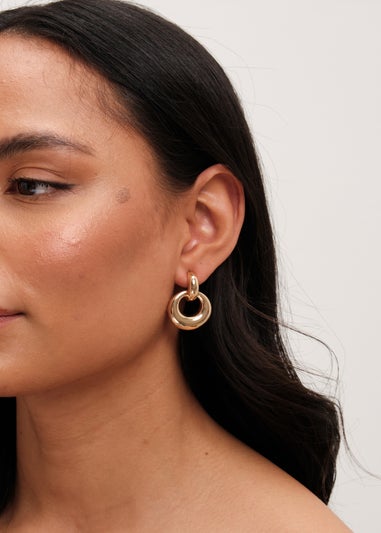 Mood Gold Large Oval Doorknocker Drop Earrings