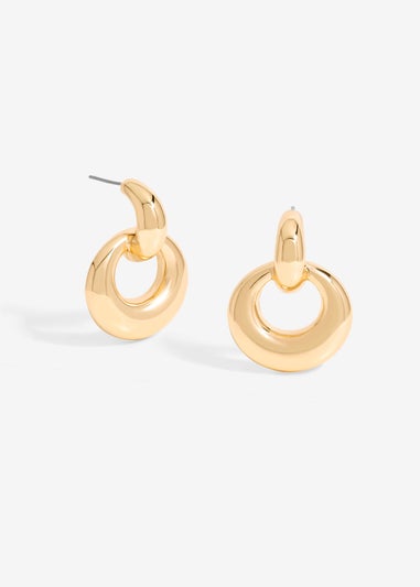 Mood Gold Large Oval Doorknocker Drop Earrings
