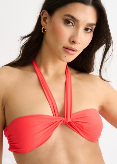 Gini London Orange Twist Front Halter Neck Bikini Top