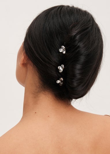 Jon Richard Gold Plated Crystal Leaf Hair Pins