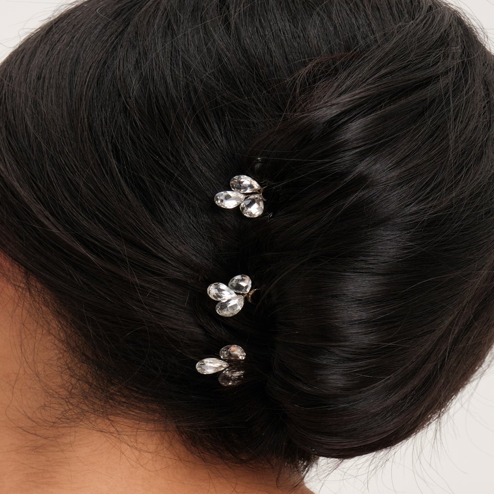 Jon Richard Gold Plated Crystal Leaf Hair Pins