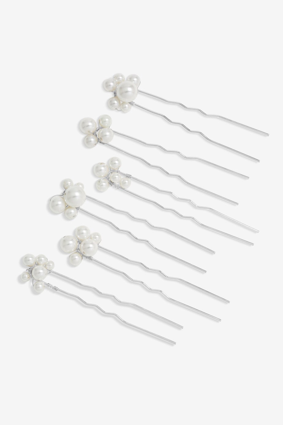 Jon Richard Silver Plated Graduated Pearl Hair Slides Pack Of 6