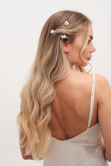 Jon Richard Silver Plated Graduated Pearl Hair Slides Pack Of 6