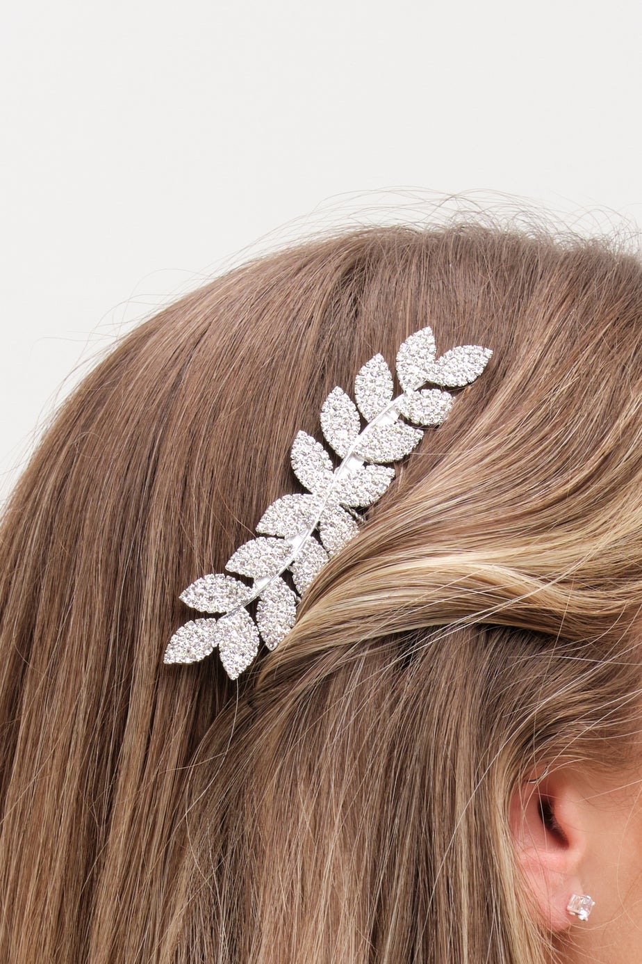 Jon Richard Silver Plated Crystal Leaf Comb