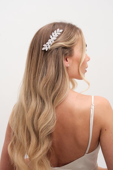 Jon Richard Silver Plated Crystal Leaf Comb