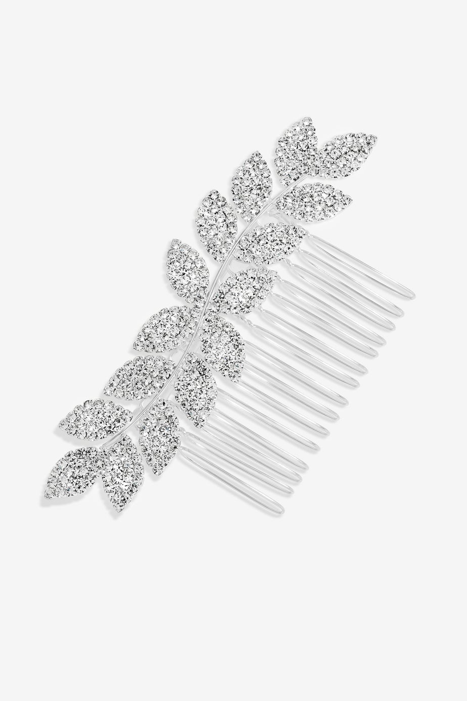 Jon Richard Silver Plated Crystal Leaf Comb