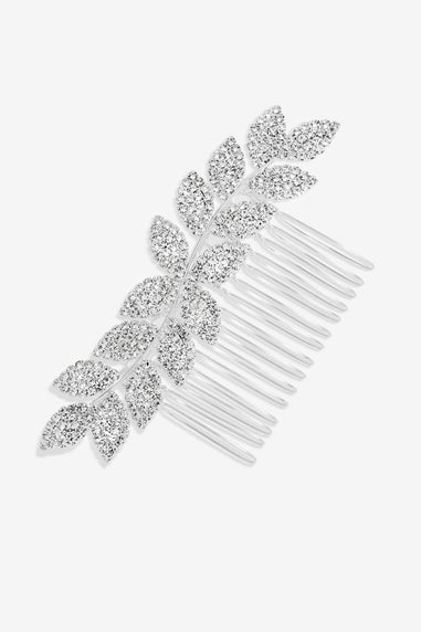 Jon Richard Silver Plated Crystal Leaf Comb
