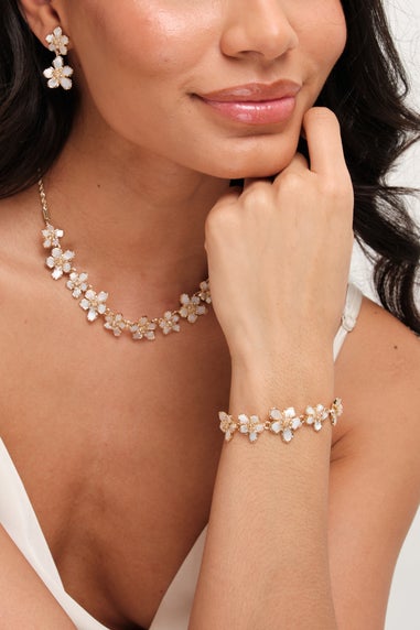 Jon Richard Gold Plated Mother Of Pearl Floral Necklace