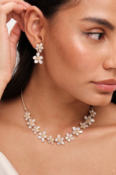 Jon Richard Gold Plated Mother Of Pearl Floral Necklace