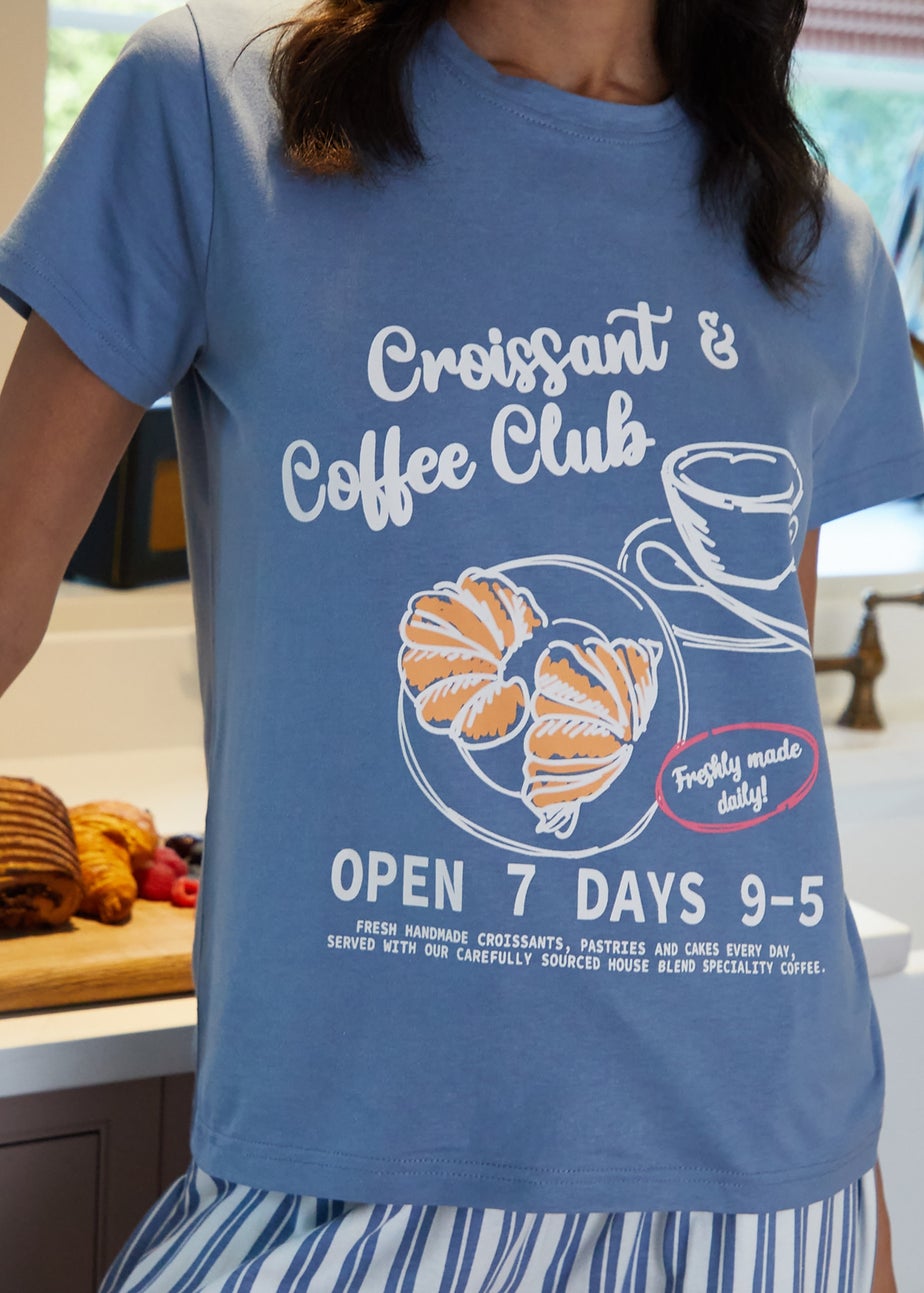 Threadbare Blue Short Sleeve Graphic Print Pyjama Set