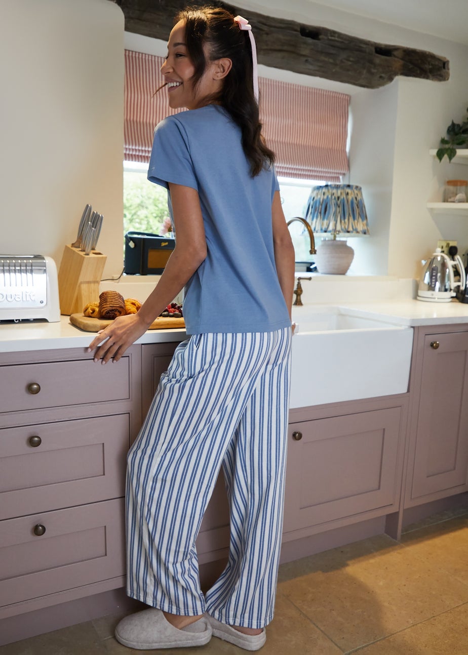 Threadbare Blue Short Sleeve Graphic Print Pyjama Set