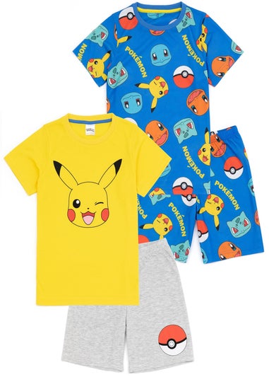 Pokemon Kids Shortie Multi Coloured Pyjamas 2 Pack (4-12 Years)